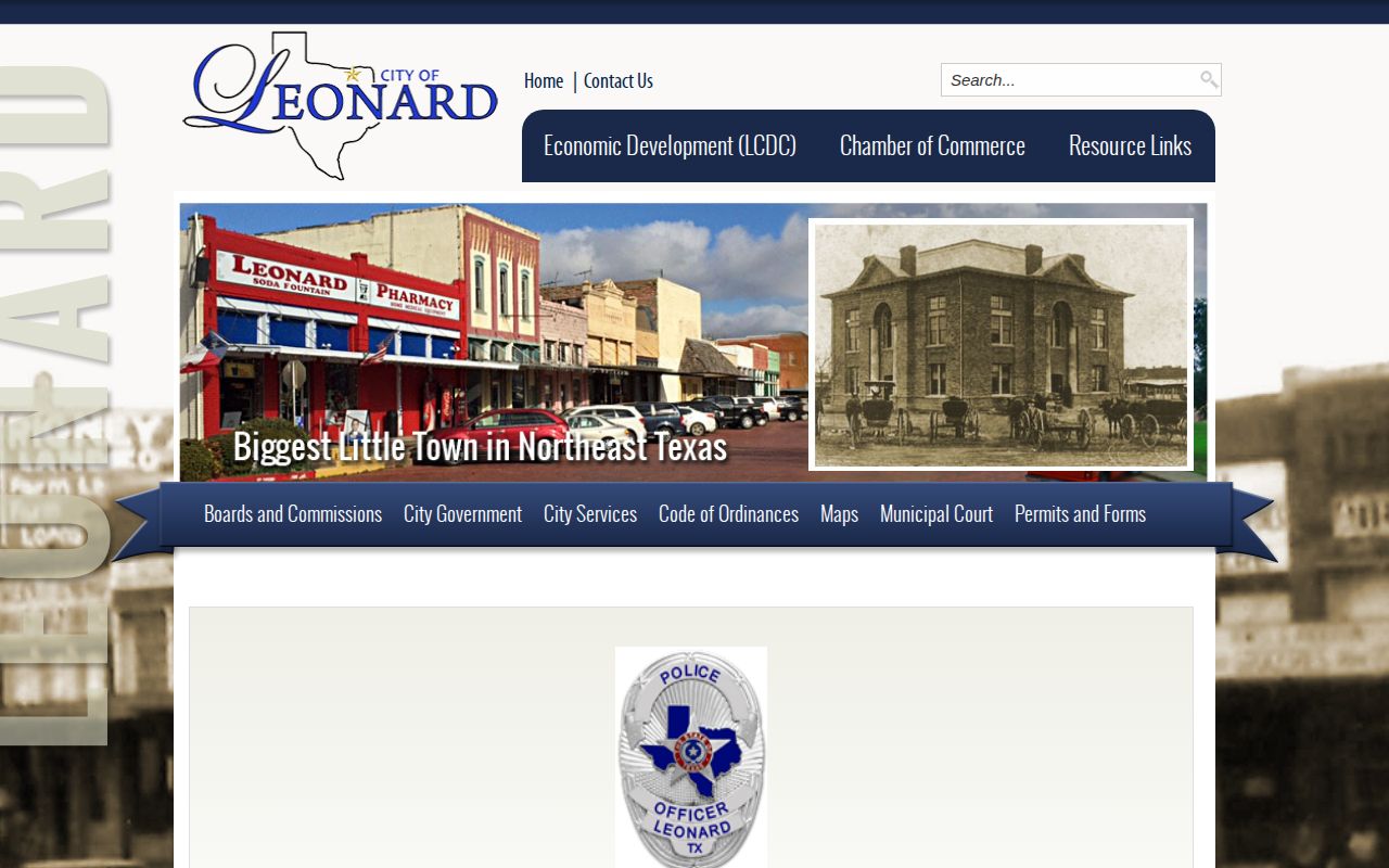 Leonard Police Department arrest-record access page